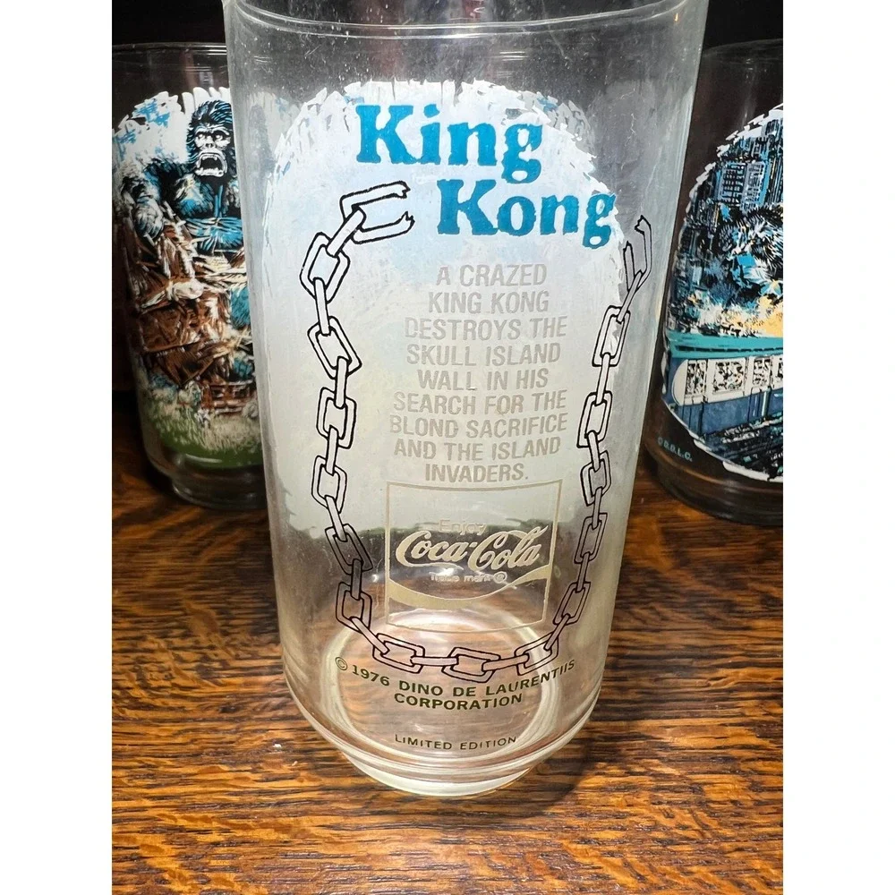 Vintage 1976 King Kong Coca-Cola Glasses Set of 4 Limited Edition Burger Chef